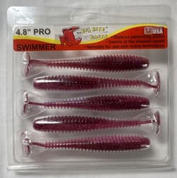 Big Bite Baits 4.8” Pro Swimmer Ribbed Paddle Tail Swimbait 5pk. Lavender Shad - Thumbnail 1