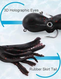 Octopus Swimbait Soft Fishing Lure with Skirt Tail, Lingcod Rockfish Jigs for - Thumbnail 2