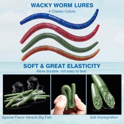 279-Piece Wacky Worm Fishing Lure Kit with Soft Plastics & Tackle Essentials - Thumbnail 6