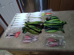 55+ Shad Paddle Tail Swimbaits great Umbrella Rig 6 Count Bag Pearl Green 6"+9" - Thumbnail 10