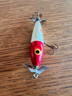 W Swisher Wood RH Topwater Double Buzzbait Lure 10cm Balsa Used - Thumbnail 1