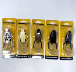 BOOYAH BAIT CO ' TOADRUNNER ' MIXED LOT OF 5 ' ALBINO, BONE, BLG, NTR, CRF ' - Thumbnail 1