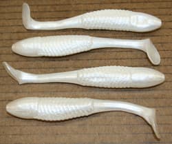 5" Swim Minnow Pearl Paddle Tail Swimbait Trailer for A Rig 50 pack bulk Bag - Thumbnail 1