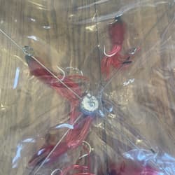9” Umbrella Rig 4 Arm 11” With 5.5” Squid (9)  8/0 Mustad New Pkg Red Black Head - Thumbnail 5