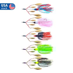 5PCS Spinnerbait Fishing Lures Buzzbait 13cm/22.6g Blade Bait Spoon Tackle USA - Thumbnail 1