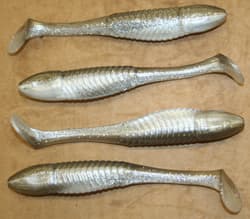 3.5" Swim Minnow Shad Paddle Tail Bass Swimbait Trailer for A Rig 50 pack - Thumbnail 1
