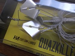 HM Custom Lures Teckel Quazkiller Twin Buzzbait 1/2oz. 02 White Silver Downdraft - Thumbnail 6