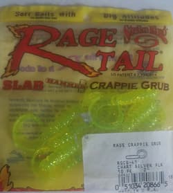 Strike King Rage Tail  RGCG-41 Crappie Grub Chart Silver Flk-1pk of 10pcs-NEW - Thumbnail 1