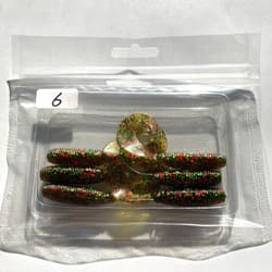 818248 Gary Yamamoto 4 Inch Single Tail Grab 6 Pieces 222 Watermelon Red Green F - Thumbnail 2