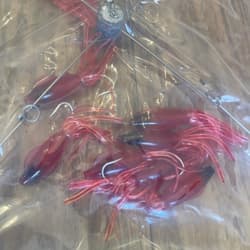 9” Umbrella Rig 4 Arm 11” With 5.5” Squid (9)  8/0 Mustad New Pkg Red Black Head - Thumbnail 2