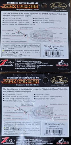 (Ct of 2) Z-Man Evergreen Chatterbait Jack Hammer 3/8 oz Evergreen Custom Blade! - Thumbnail 4