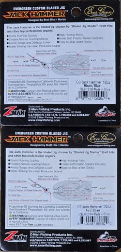 (Ct of 2) Z-Man Evergreen Chatterbait Jack Hammer 1/2 oz Evergreen Custom Blade! - Thumbnail 4