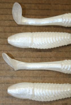 5" Swim Minnow Pearl Paddle Tail Swimbait Trailer for A Rig 50 pack bulk Bag - Thumbnail 3