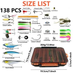 138-pc freshwater fishing lure set for bass, trout fishing accessories for men - Thumbnail 2