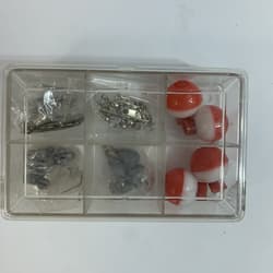 Various Fishing Accessories Kit, fishing bobbers, hooks, case - Thumbnail 1