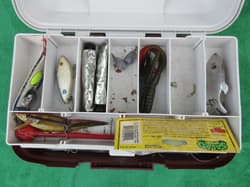 Woodstream Tackle Box w/ Fishing Supplies Lures Bait Hooks Strike King Heddon - Thumbnail 2