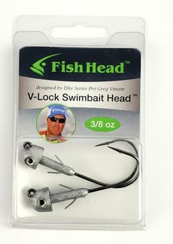Fish Head 1601006 V-Lock Swimbait Head 3/8oz Raw 2Pk NEW - Thumbnail 1