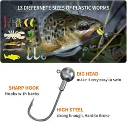 Freshwater Fishing Lure Set Bass, Trout, Salmon Fishing Accessories Tackle Case - Thumbnail 4