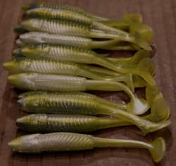 3.5 Swim Minnow Chartreuse Sexy Shad Paddle Tail Swimbait Trailer for A Rig 50pk - Thumbnail 3