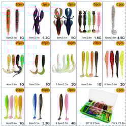 FREE FISHER 182pcs Fishing Soft Swimbaits Set,Fishing Jigs Aritificial Worms Kit - Thumbnail 3