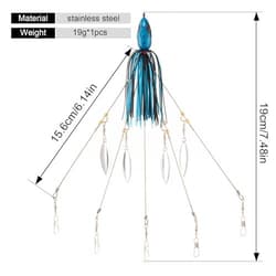 5 Arms Alabama Umbrella Rig Fishing Bass Kit Fishing Lures 2pcs（blue+green）） - Thumbnail 7
