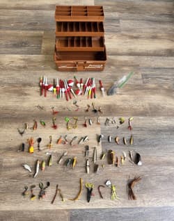 VINTAGE fishing Lure lot of 60 Plus+ Tackle Box+ Fishing Accessories - Thumbnail 1
