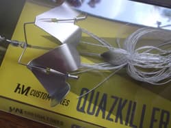 HM Custom Lures Teckel Quazkiller Twin Buzzbait 1/2oz. 02 White Silver Updraft - Thumbnail 6