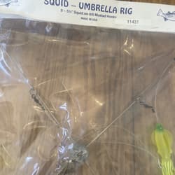 9” Umbrella Rig 4 Arm 11” With 5.5” Squid (9)  8/0 Mustad New Chartreuse Green - Thumbnail 3