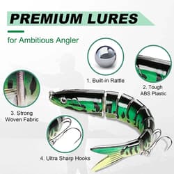 Fishing Lures 8-Segments Fish Bass Minnow Swimbait Tackle Hook Bait Pack of 5 - Thumbnail 2