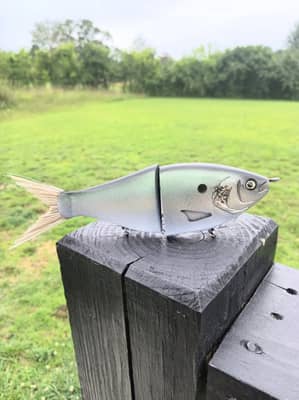 8" Dark Gizzard Shad Handmade Swimbait