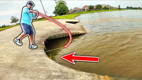 Unexpected KING OF THE POND Caught INSIDE Storm Drain!