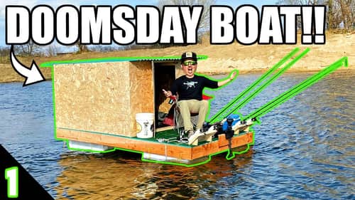 Building a $500 QUARANTINE Fishing Boat in 1 Day!!! (Doomsday Bug-Out Shelter)