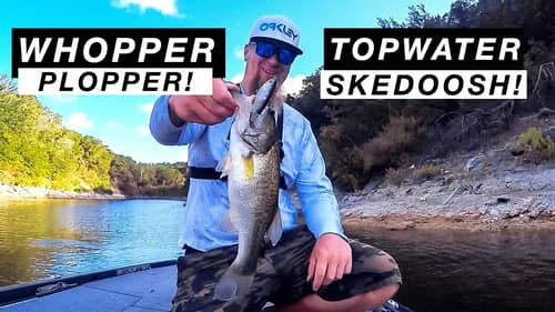Bass + Whopper Plopper = SKEDOOSH!!! TOPWATER FISHING with a WHOPPER PLOPPER