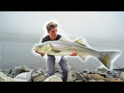 Most INSANE GIANT Striped Bass TOPWATER Fishing  -- (Striper Mayhem D.1)
