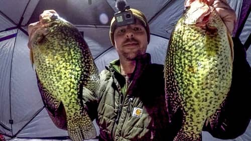 Ice Fishing Evening CRAPPIE Action - LIMITED OUT!