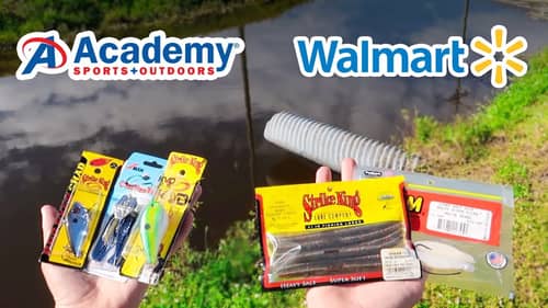 $20 ACADEMY vs WALMART Fishing Challenge (Bank Fishing)
