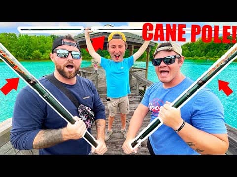 CANE POLE Fishing Challenge 1v1v1 (BIGGEST FISH!)