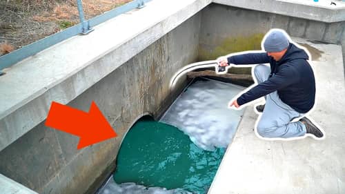 Surprise Catch Fishing an ICY Drain!!! (Ultra Cold Water)