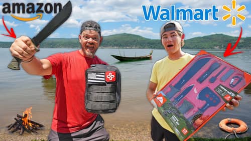 24hr Amazon vs Walmart Survival Kit Challenge!