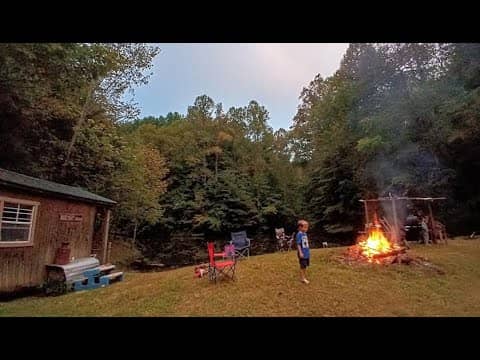 WE ARE BACK AT THE OFF GRID CABIN!!!   OVER NIGHT CAMP