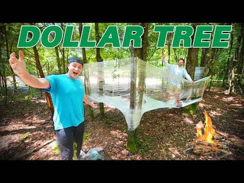 $5 Dollar Store Survival Fishing Challenge in The WOODS (24 Hours!)