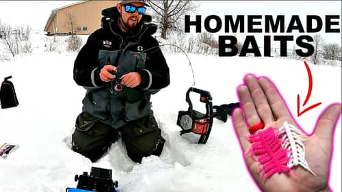 Homemade Baits Ice Fishing CHALLENGE!!! (They WORKED!)