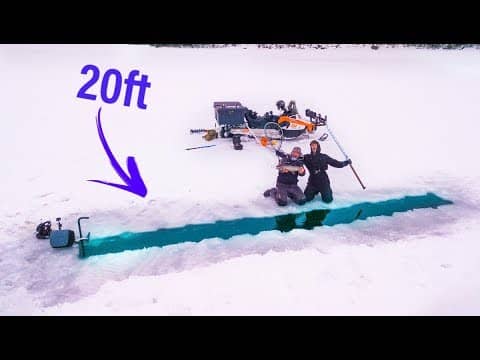 How We Cut The Biggest Ice Fishing Hole! (20ft Trench Fishing Challenge)