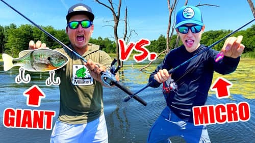 1v1 GIANT Bait vs. tiny Bait FISHING CHALLENGE!! (Surprising!)