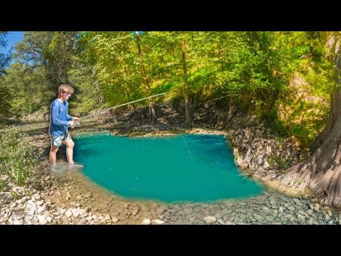 Fishing PUDDLES In a DRIED UP RIVER! (Texas Drought)