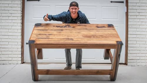 TRASH to TREASURE! Rustic Wood Table Build COMPLETE!