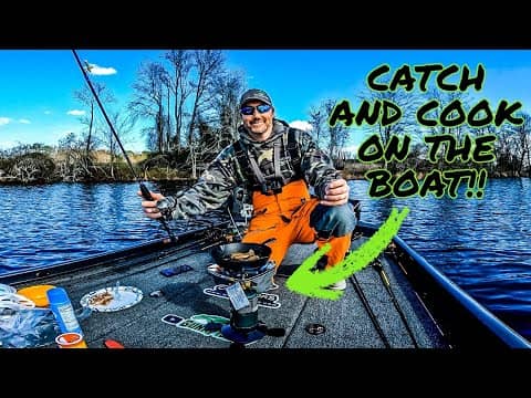 Cooking the DAYS CATCH On My BASS BOAT!! || Catch, Clean and Cook