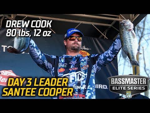 Drew Cook holds lead at Santee Cooper Lakes Bassmaster Elite with 80 pounds, 12 ounces