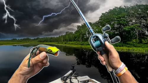 PIKE Fishing a Swampy River Before a HURRICANE -- (Topwater EATS)