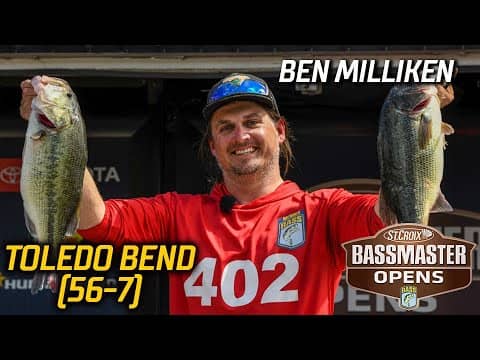 Bassmaster OPEN: Ben Milliken leads Day 2 at Toledo Bend with 56 pounds, 7 ounces